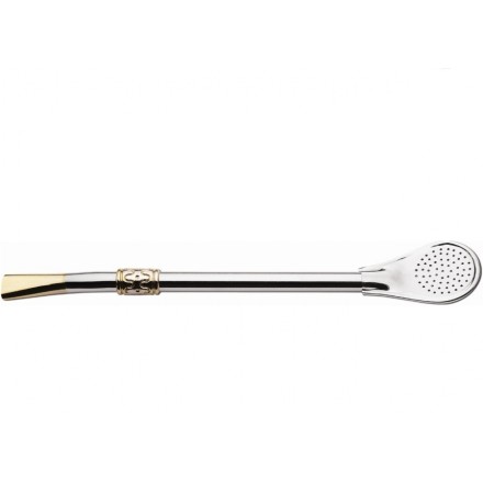 Bomba para Tereré de Ferro 19cm com Anel Dourado