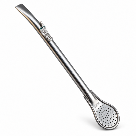 Bomba para Tereré Inox Abaulada 19cm com Detalhe Guampa