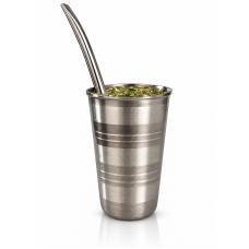 Kit Tereré Copo Inox 250ml com Bomba de Ferro 19cm
