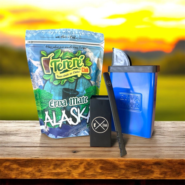 Kit para Tereré com Erva + Copo Inox Quadrado Premium + Bomba Inox V8 + Porta Erva