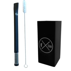 Kit Tereré Copo Inox Quadrado Preto 250ml + Bomba Inox com Mola Desmontável