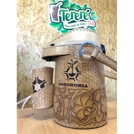 Garrafa Térmica 2,5L Inox Bordada Floral (Inteira) Com Copo
