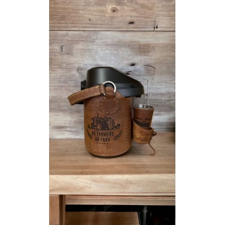 Garrafa Térmica 2,5L Inox Encourada (Meia Capa) - Com Alça em Couro (Personalize)